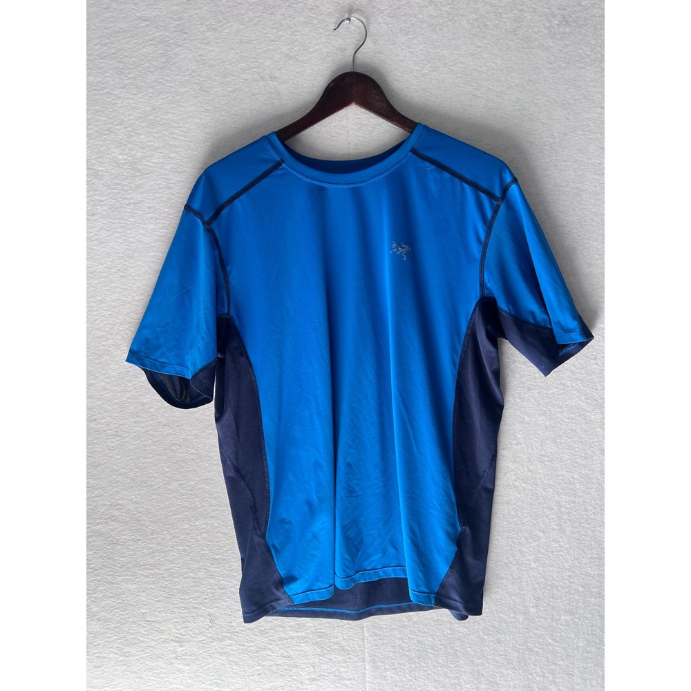 Arcteryx Mens Motus Short Sleeve Crew Neck Shirt Blue Navy Large Hiking Running